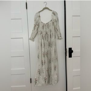 Doen Dress Bijou painted Bouquet size Medium midi square neck smocked